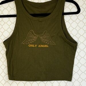 Only Angel Harry Styles Embroidered Green Crop Top